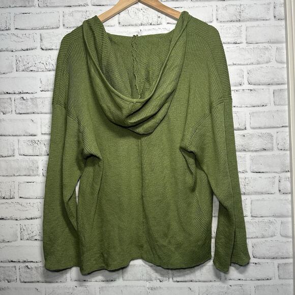Free People Beach Ribbed Knit Sweater Set Slouchy Oversized Top Cozy Green Sz S - Picture 8 of 16